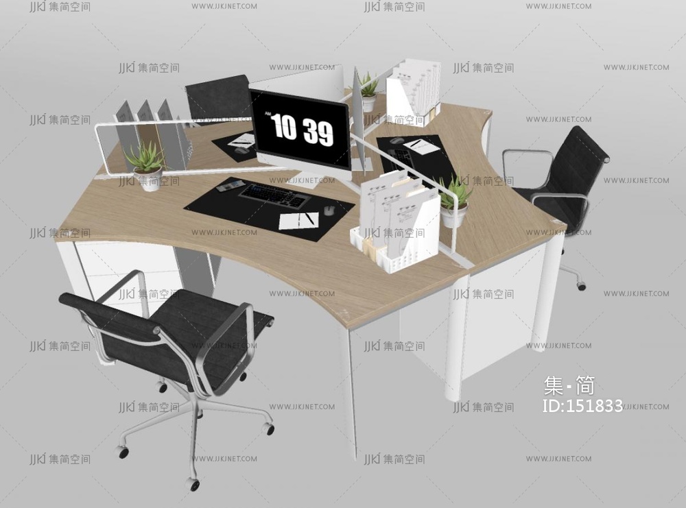现代办公桌椅SU模型