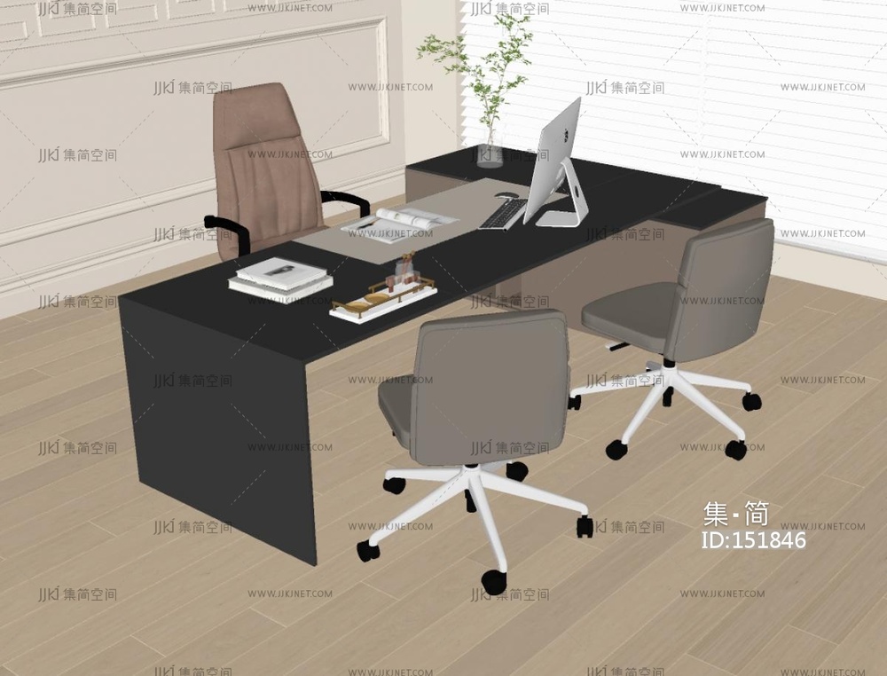现代办公桌椅SU模型