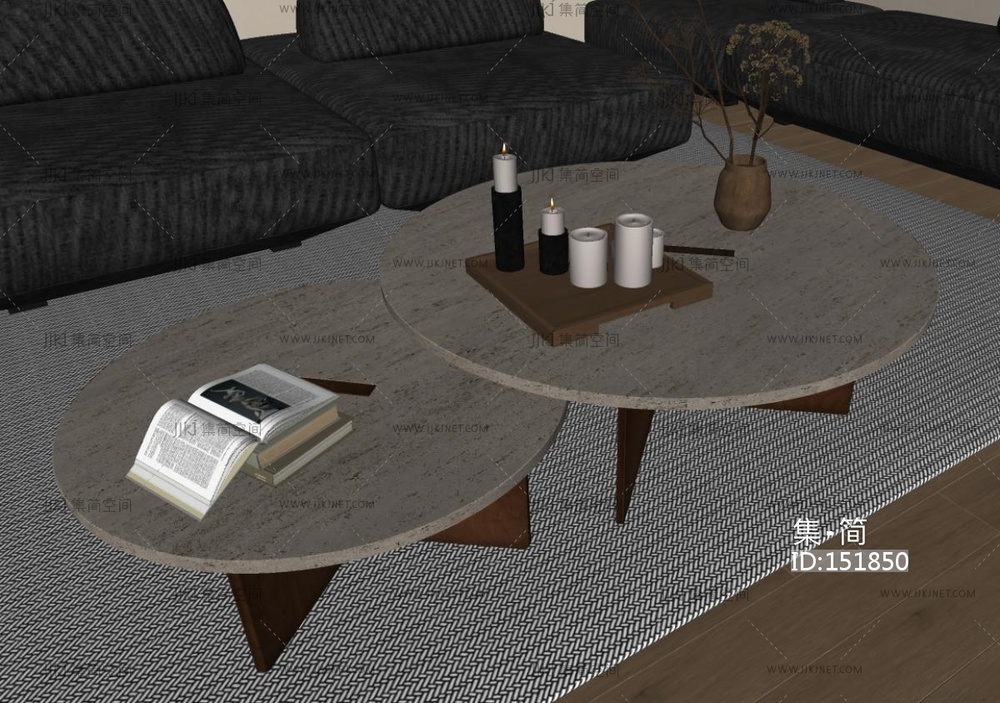 中古侘寂茶几SU模型