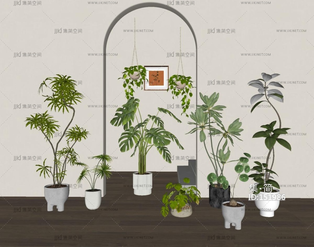 盆栽_绿植盆栽_盆景SU模型