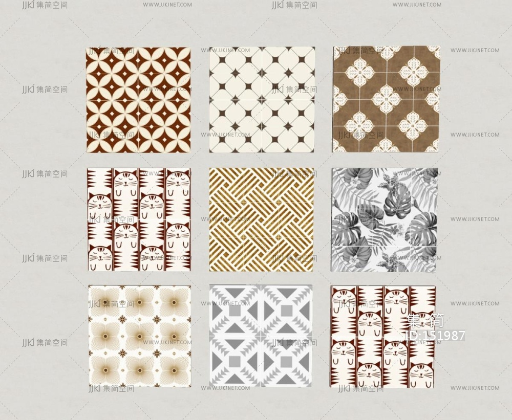 中古砖_中古复古砖_花砖地砖仿古砖SU模型