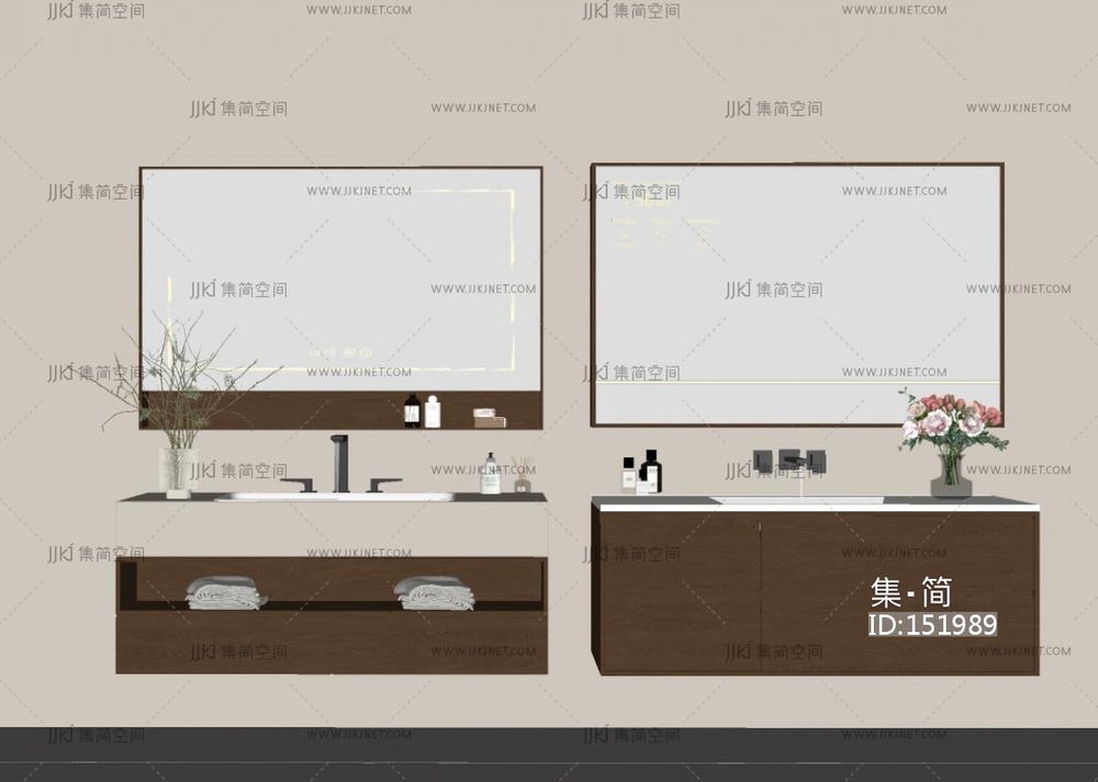 现代中古浴室柜_SU模型