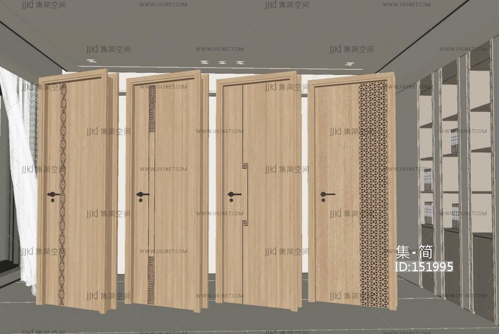 新中式单开门SU模型