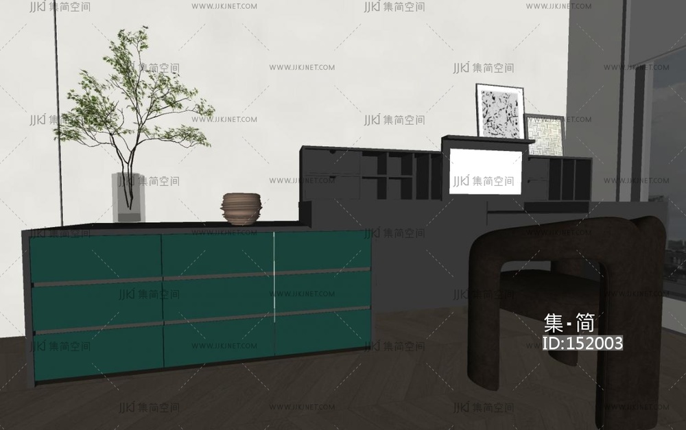 现代梳妆台SU模型