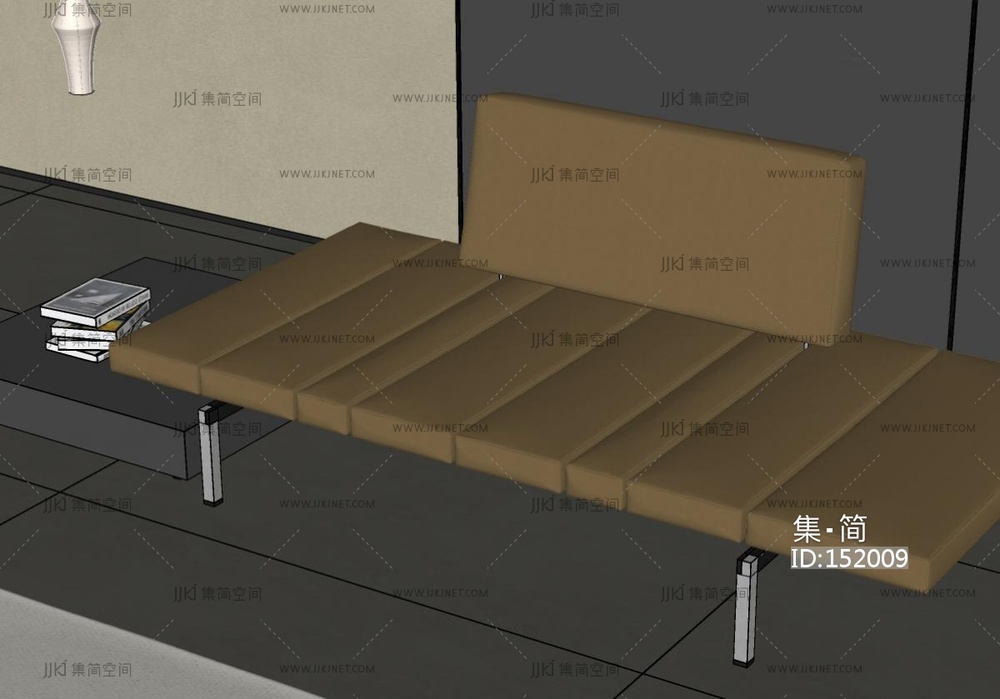 现代中古其他凳子_贵妃椅_贵妃榻_皮革长凳SU模型