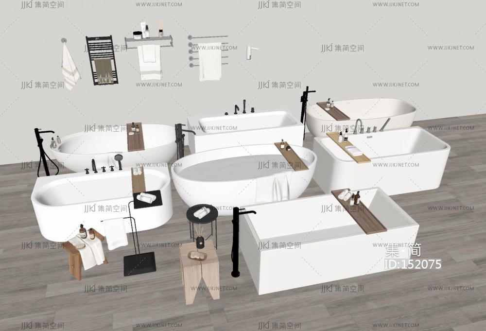 浴缸_浴缸_毛巾架SU模型