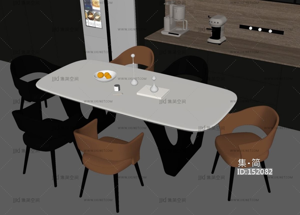 现代意式餐桌椅SU模型