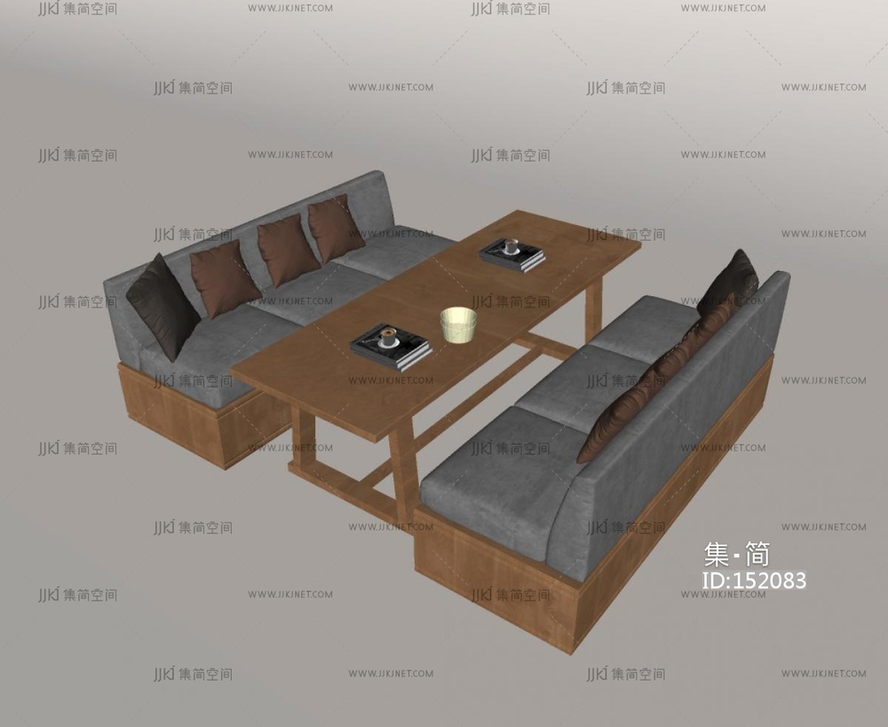 现代卡座沙发_现代卡座沙发_奶茶店咖啡厅SU模型