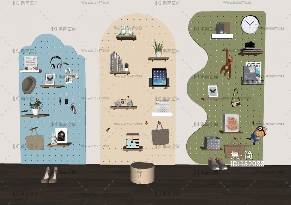 现代洞洞板_墙饰板墙饰挂件SU模型6