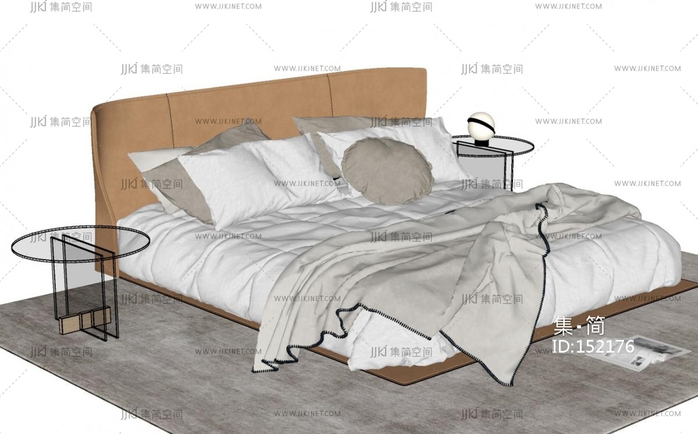 中古意式双人床SU模型