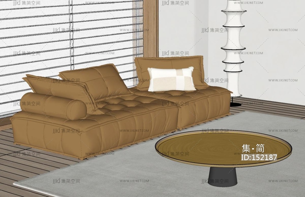 中古现代双人沙发SU模型
