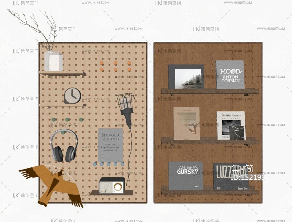 现代置物架_洞洞板置物架SU模型