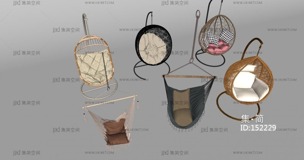 现代藤编吊椅SU模型