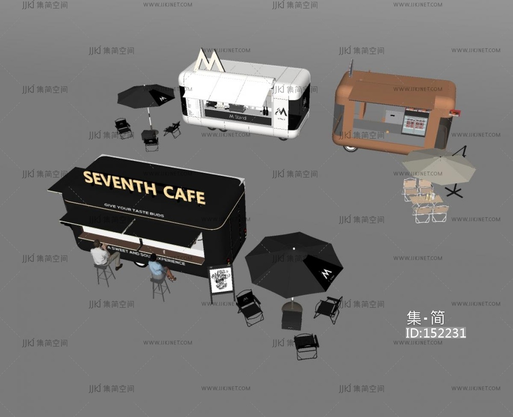 餐车_咖啡车_餐车SU模型