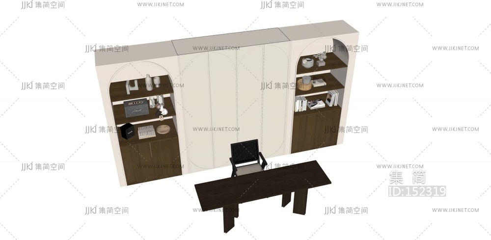 中古风书房书柜桌椅组合