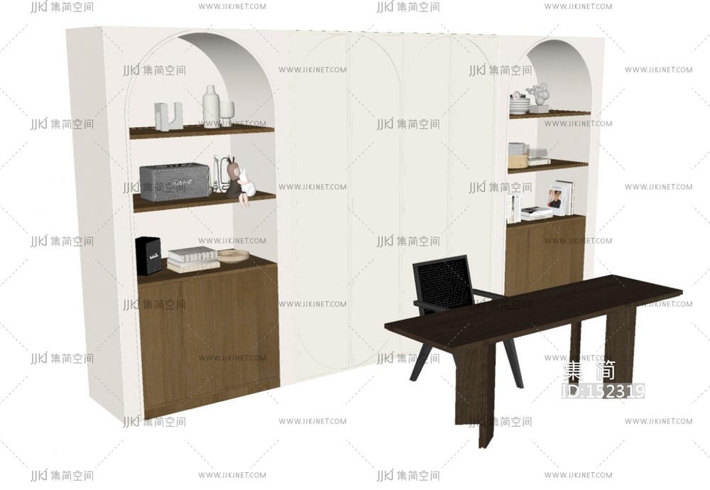 中古风书房书柜桌椅组合