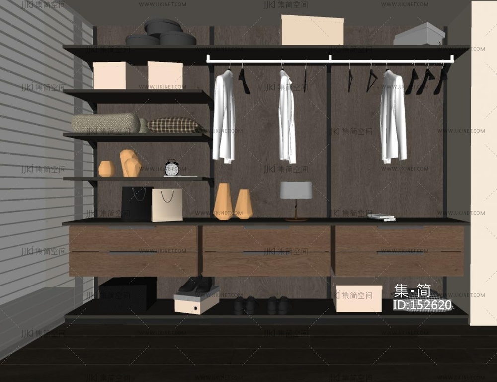 现代衣柜_开放式衣柜_衣柜_衣帽间_成品衣柜SU模型