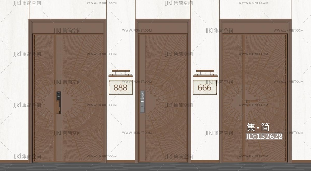 轻奢意式双开门_双开门_子母门_大门_别墅大门_铜门SU模型