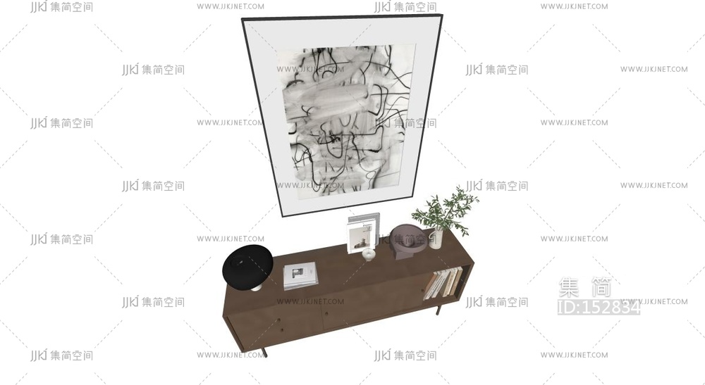 中古风边柜挂画组合