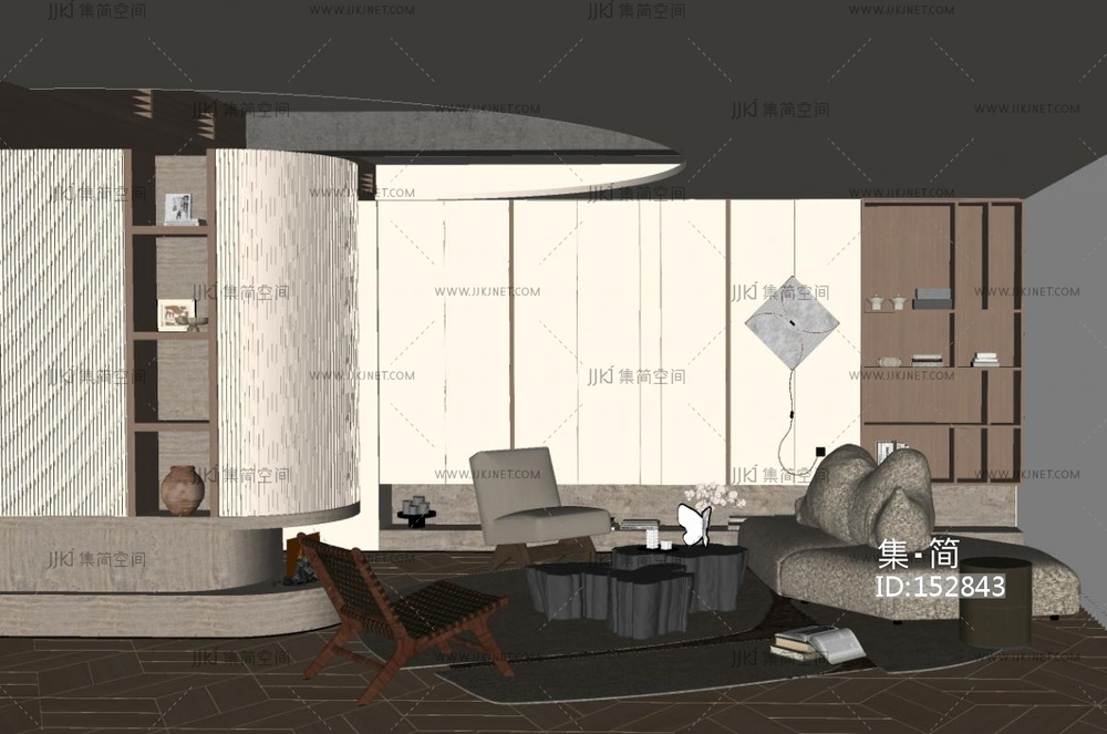 中古家居客厅SU模型