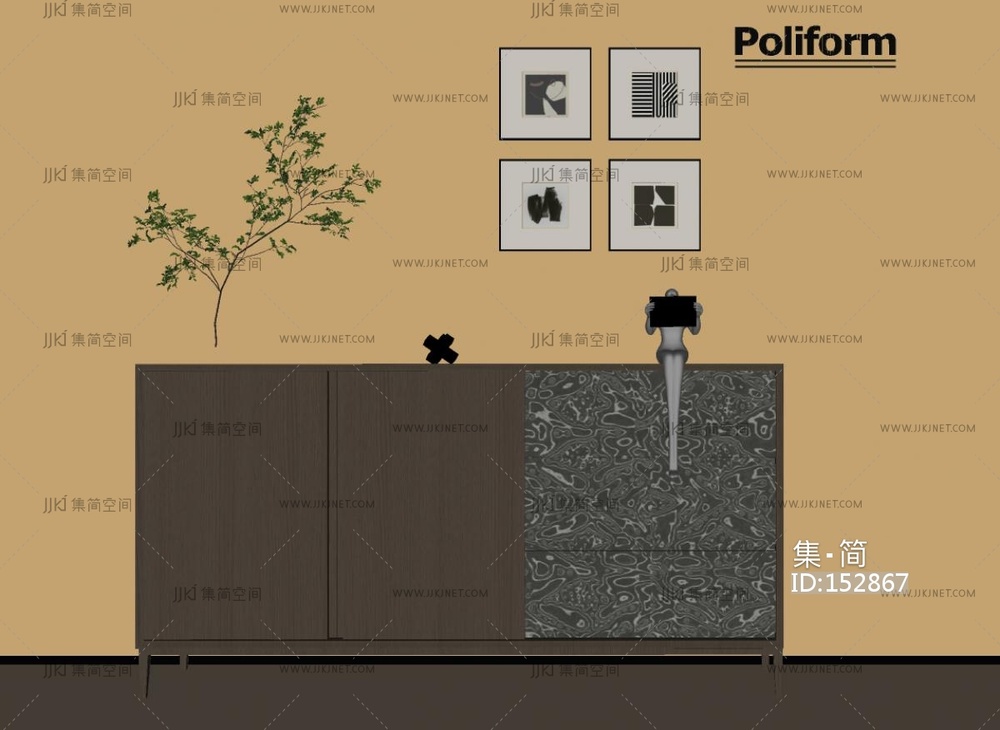 现代意式玄关柜SU模型