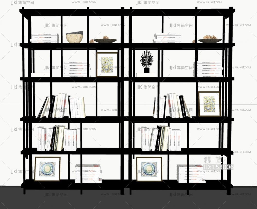 复古书架_复古风书架_书柜SU模型