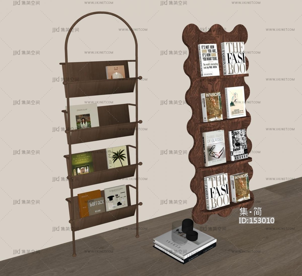 中古奶油书架SU模型