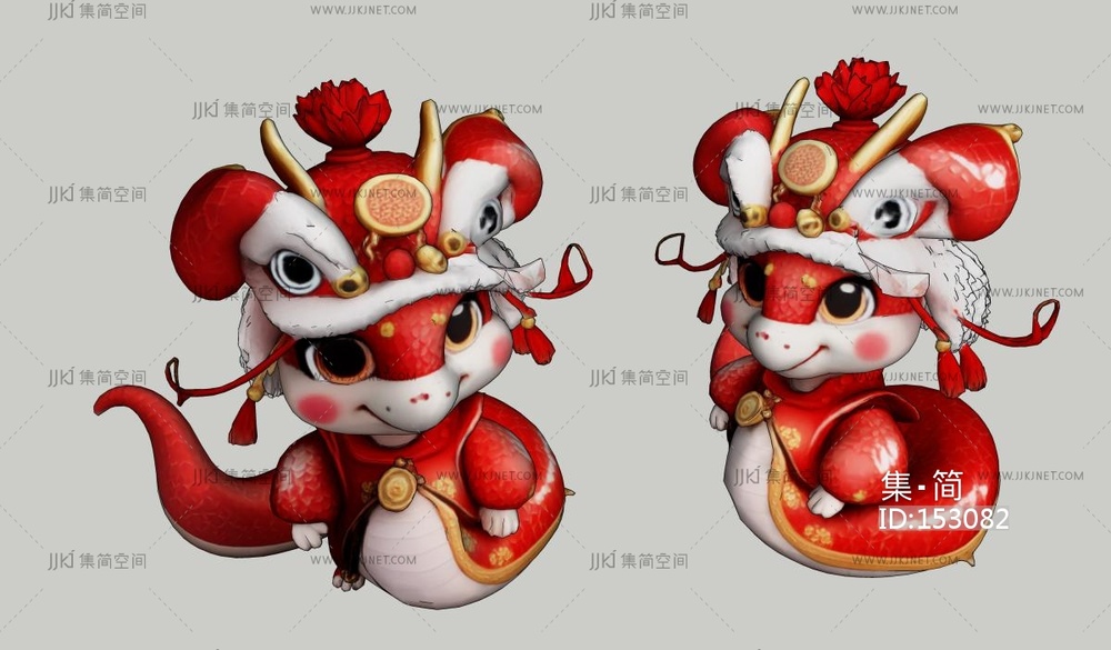 红色小蛇雕塑 su草图模型