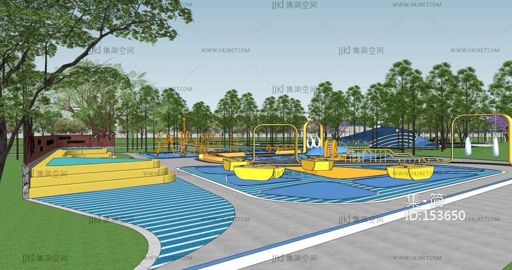 现代市政体育运动公园su模型 
