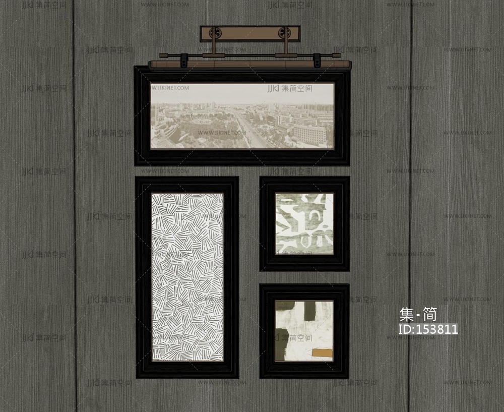 复古轻奢挂画_挂画_挂画组合su模型