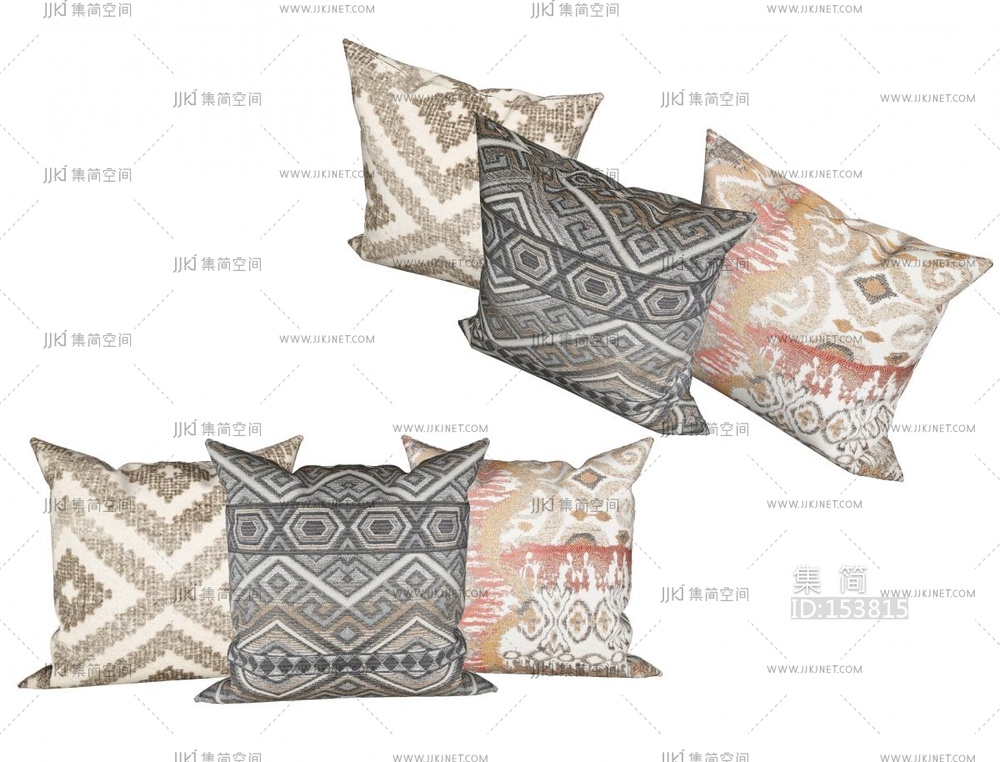 简欧抱枕组合su模型