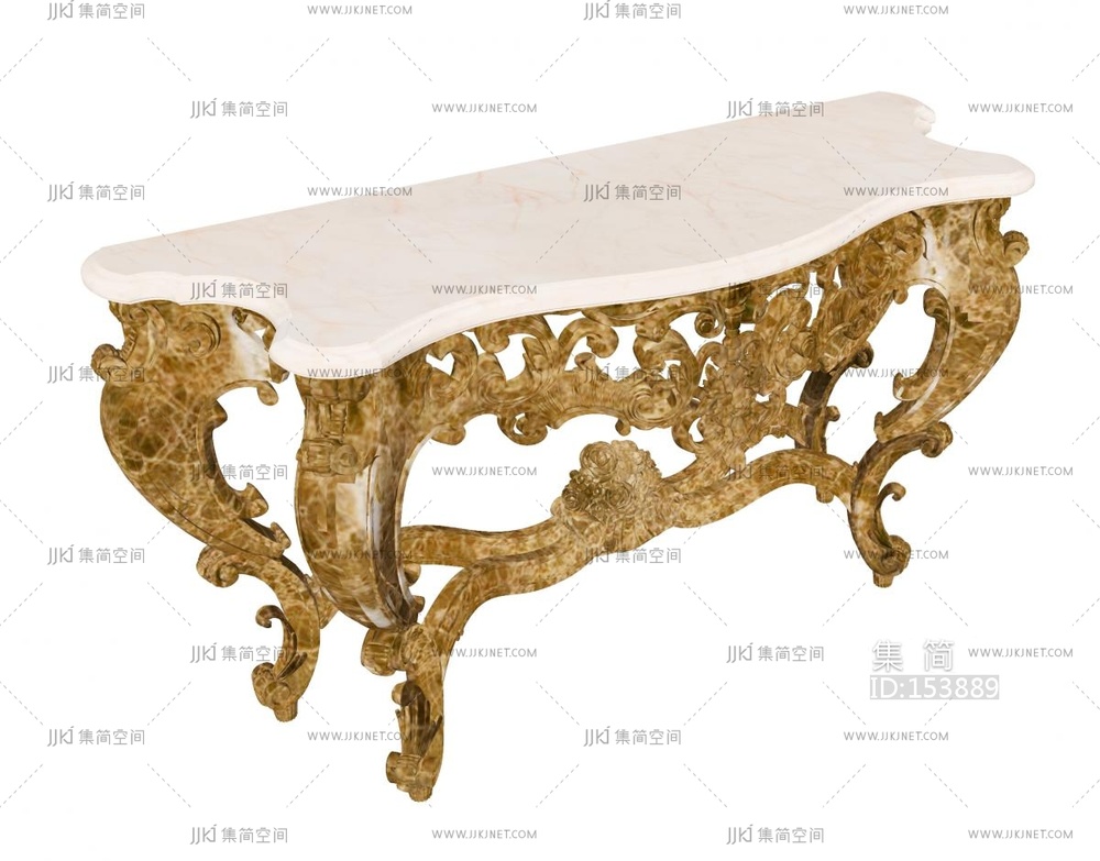 经典欧式白色木艺边几SU模型