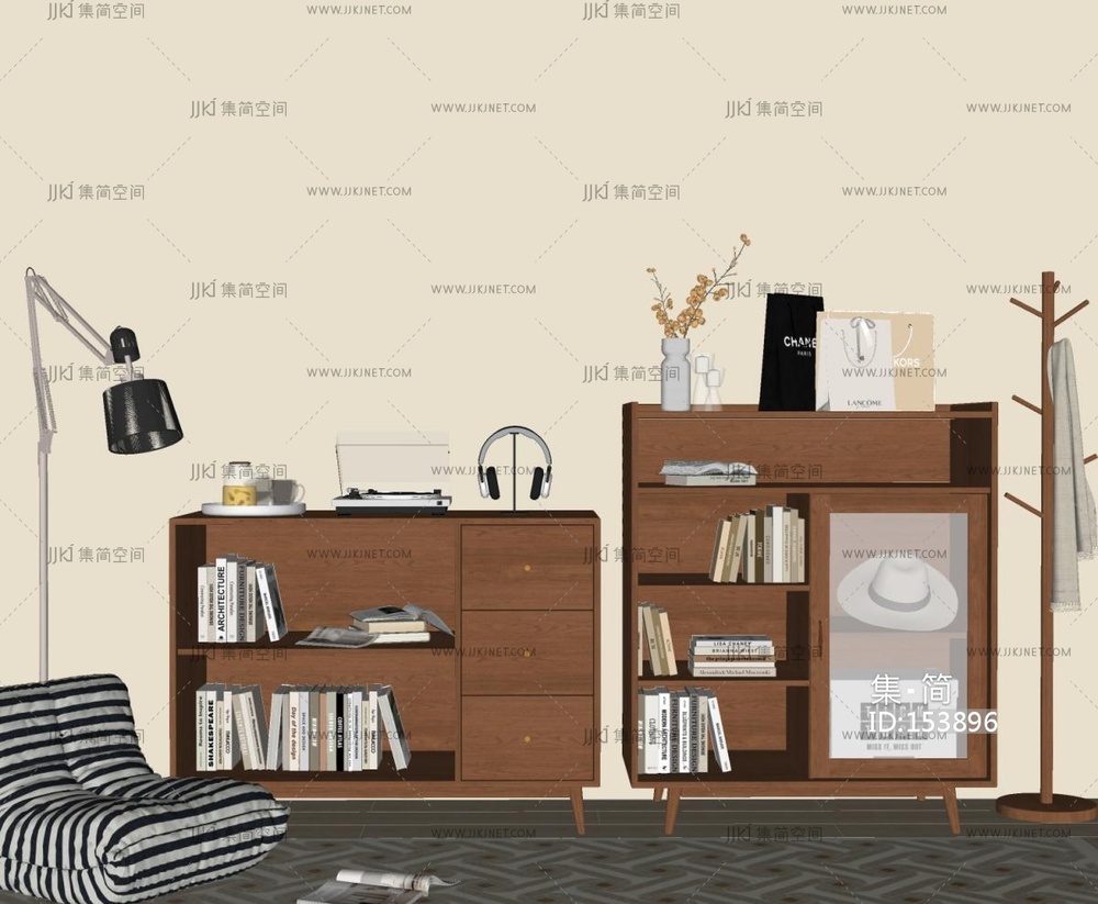 05现代书柜，书架SU模型