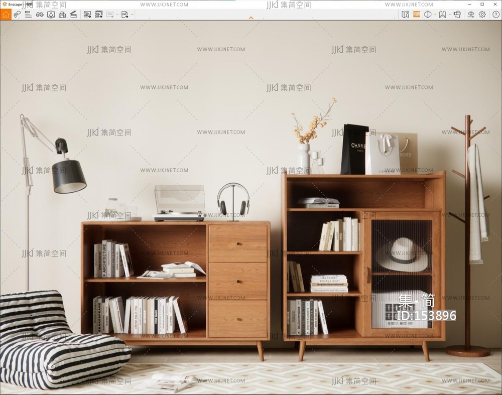05现代书柜，书架SU模型
