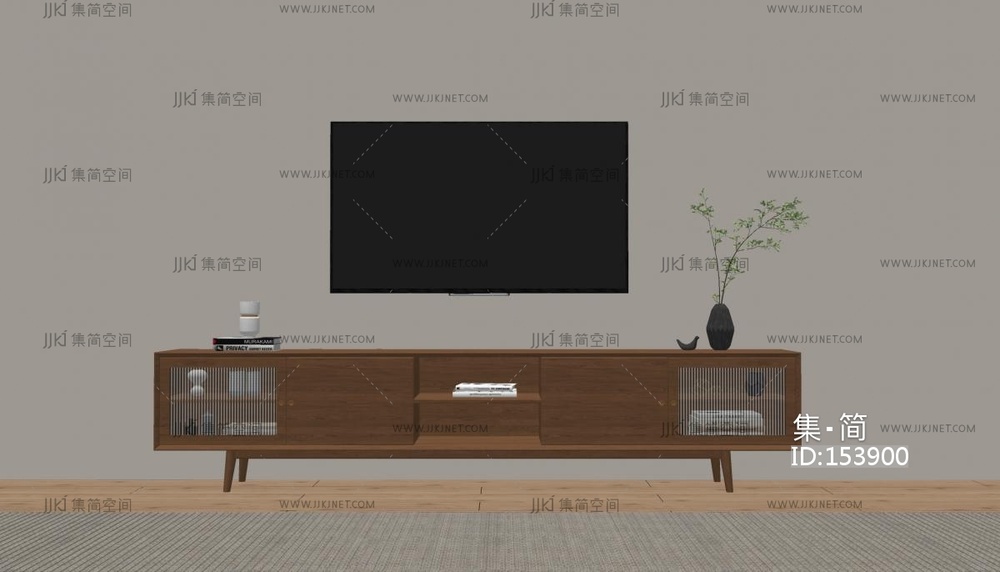 北欧原木风电视柜 SU模型