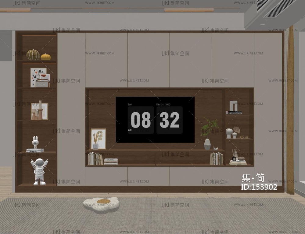 现代电视背景墙SU模型