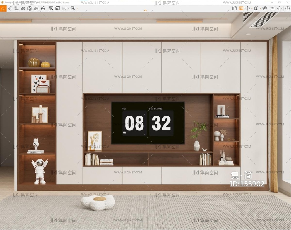 现代电视背景墙SU模型