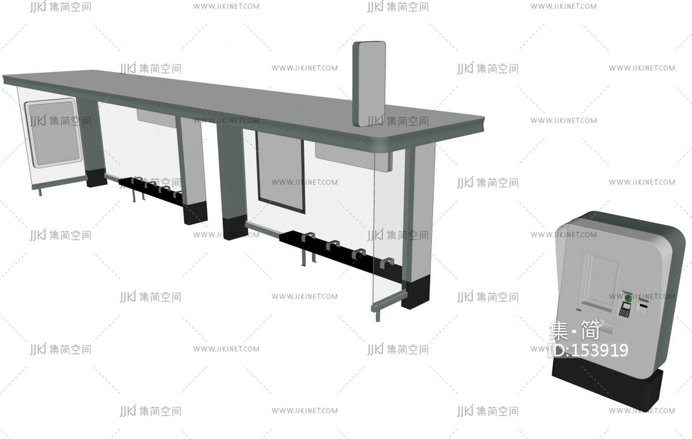 公用器材_公共交通站点，候车厅SU模型