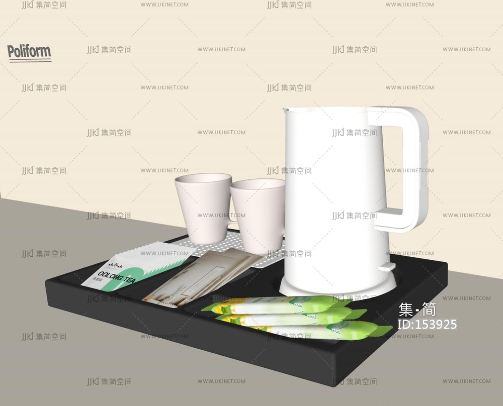 其他生活用品_酒店用品_烧水壶_矿泉水电热水壶水杯SU模型