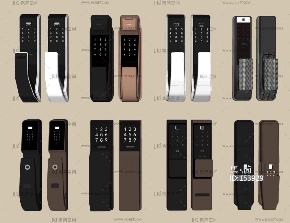 现代拉手_现代电子锁_防盗锁_指纹锁_智能锁_密码锁SU模型