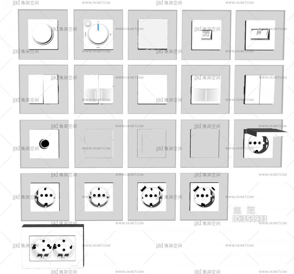 现代简约开关插座SU模型