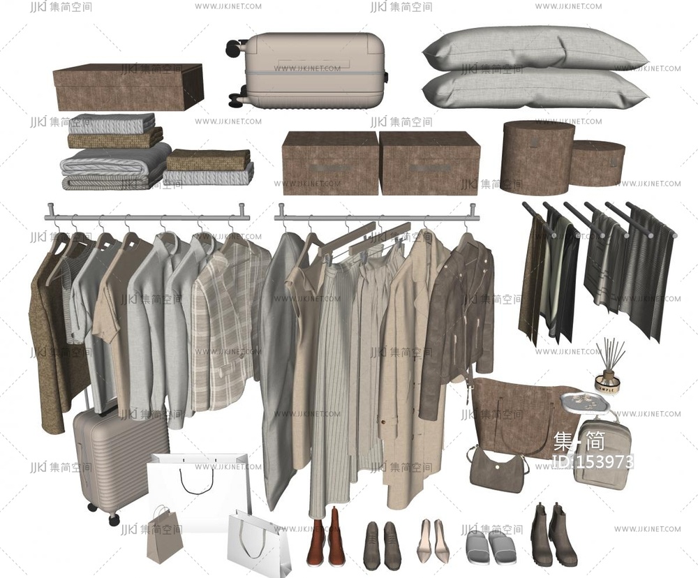 衣服_衣服_行李箱_鞋子_围巾_包su模型