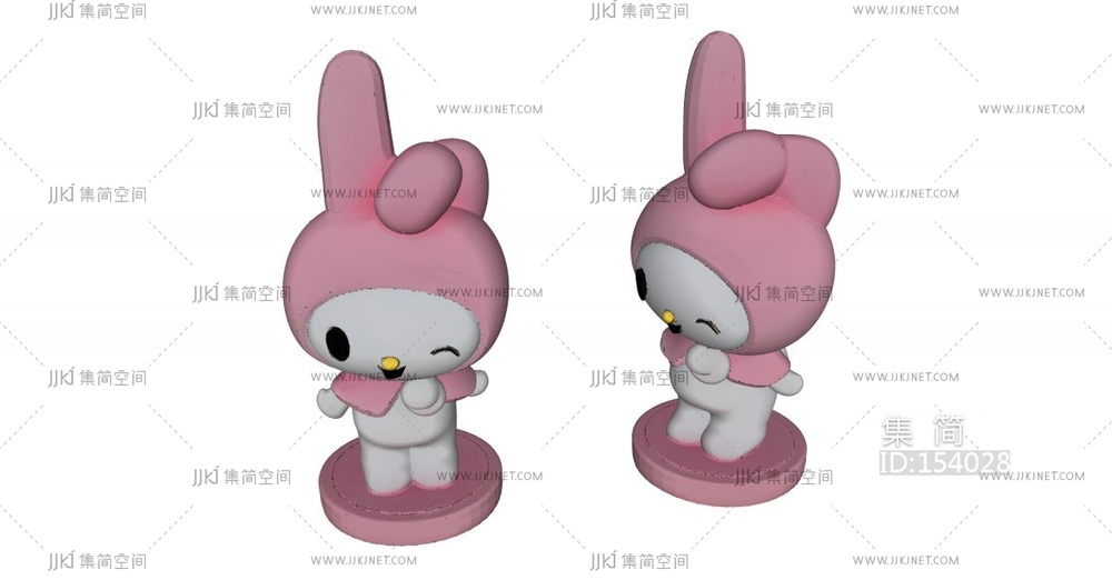 粉色兔子雕塑 su草图模型