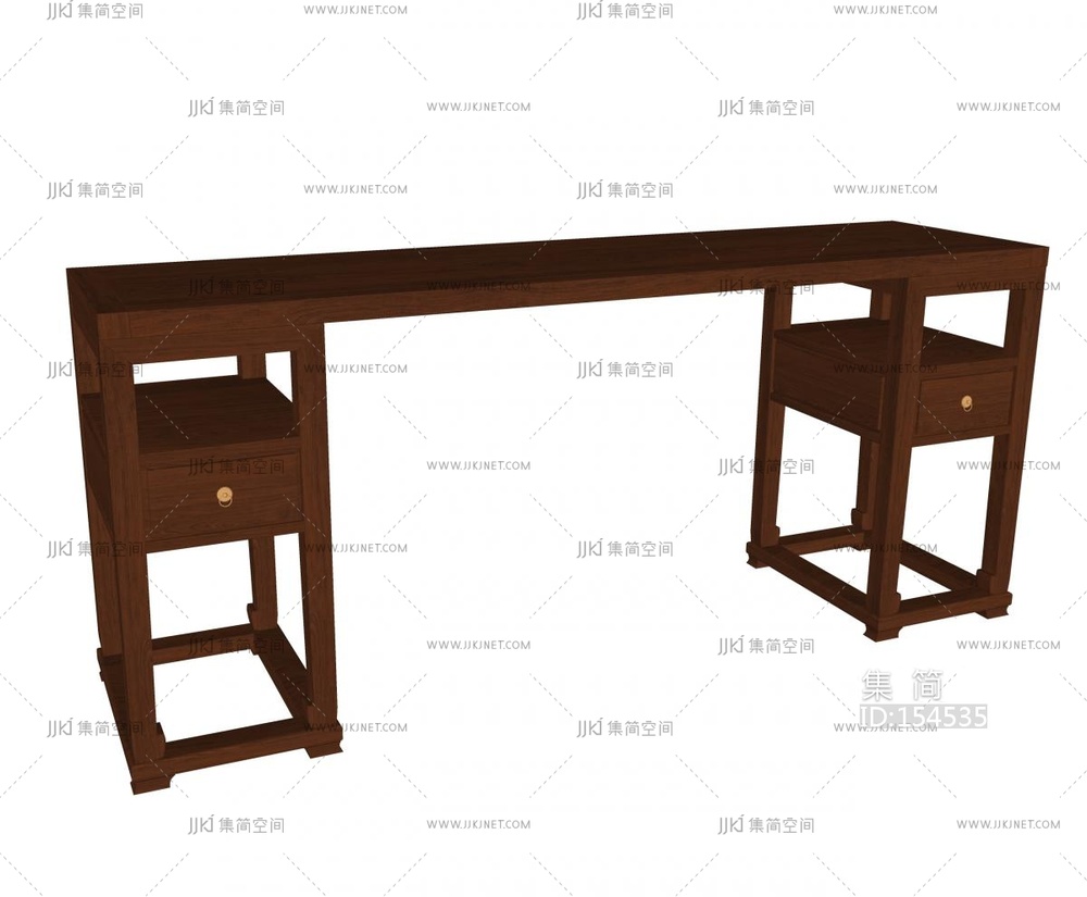 中式古典条案书桌条桌玄关柜SU模型