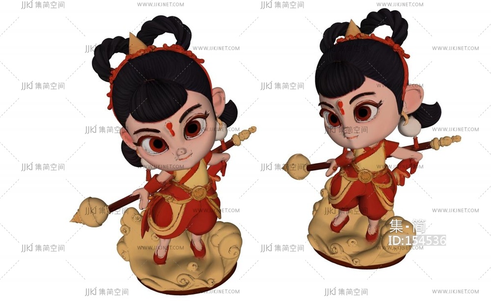 哪吒雕塑摆件 su草图模型