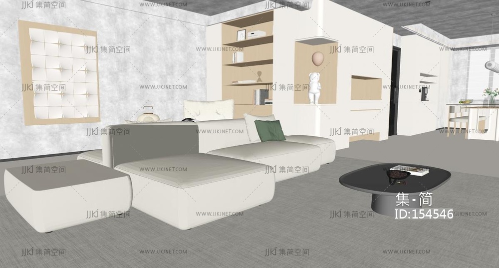 现代客厅 su模型