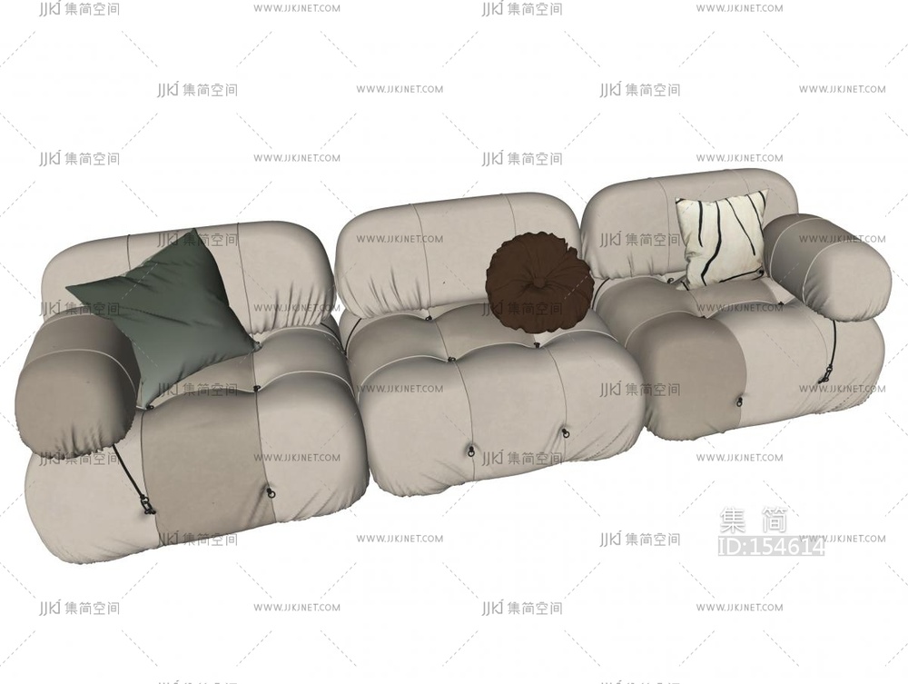 现代沙发三人沙发拼接沙发su模型