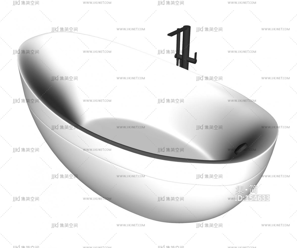酒店浴缸_椭圆形浴缸_浴盆su模型