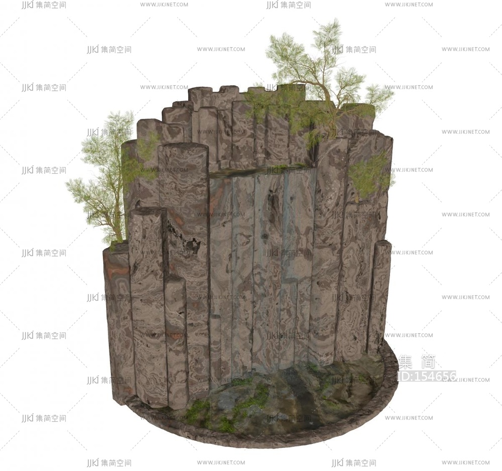 现代假山水景SU模型