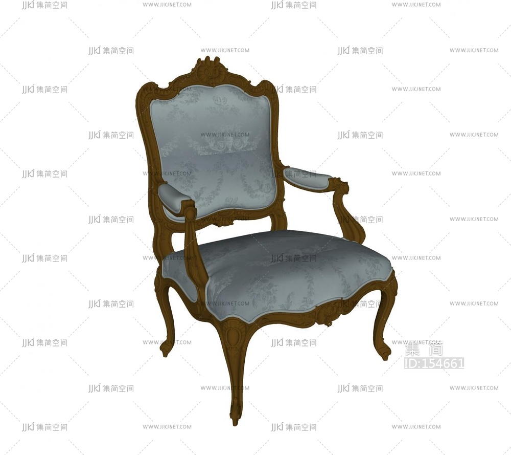 欧式单人沙发_休闲椅_客厅沙发SU模型